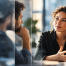 Colleagues having a respectful conversation in a workplace setting